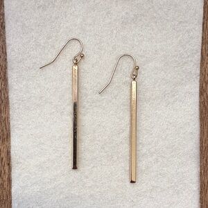 Minimalist Gold Bar Drop Earrings - Women Jewelry